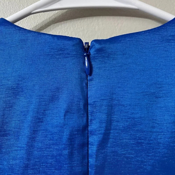 Atelier Danielle Women Blue Blazer M Belted Rhinestone Formal Blouse Taffeta - Picture 7 of 7